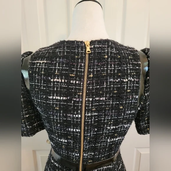 EUC Milly Tweed Romper With Patent Leather/Gold Zipper Details Size 4 - Picture 3 of 12